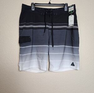 Trinity Men's Swim Shorts Size 34 Striped Black and Gray